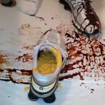 Nike Shox gunged with food
